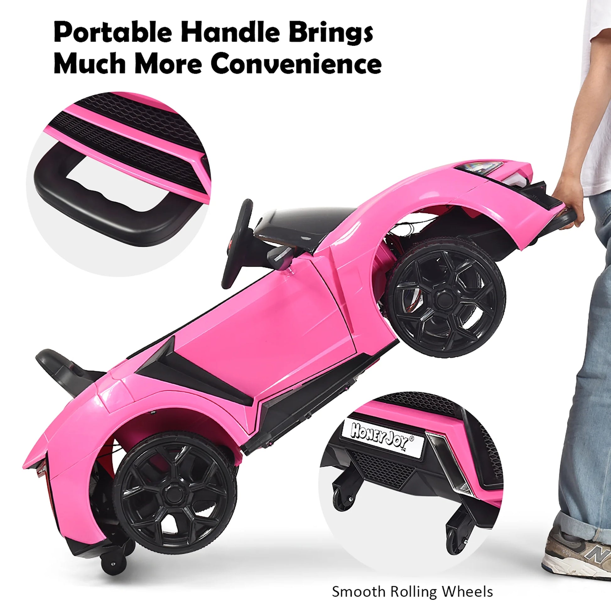 12V Kids Battery Powered Electric Ride on Car with Parent Remote Control - Pink