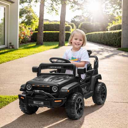 12V Kids Battery Powered Electric Ride on Truck with Parent Remote Control - Black