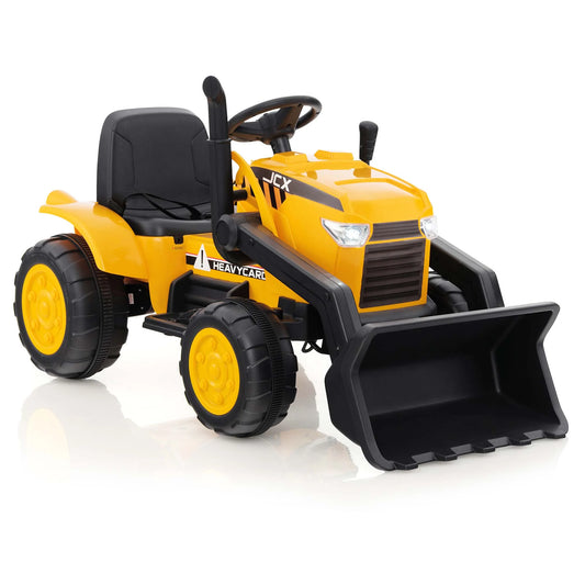 12V Kids Battery Powered Electric Ride on Excavator Digger with Parent Remote Control - Yellow