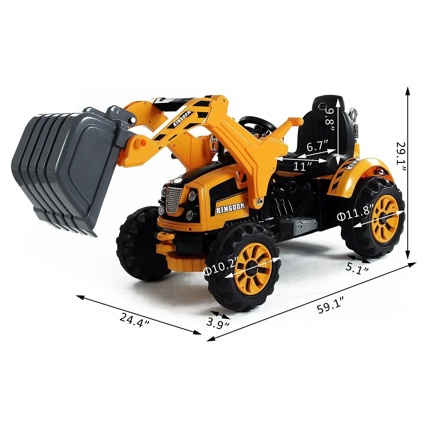 6V Kids Electric Battery Powered Ride on Toy Digger Construction Excavator Tractor - Yellow