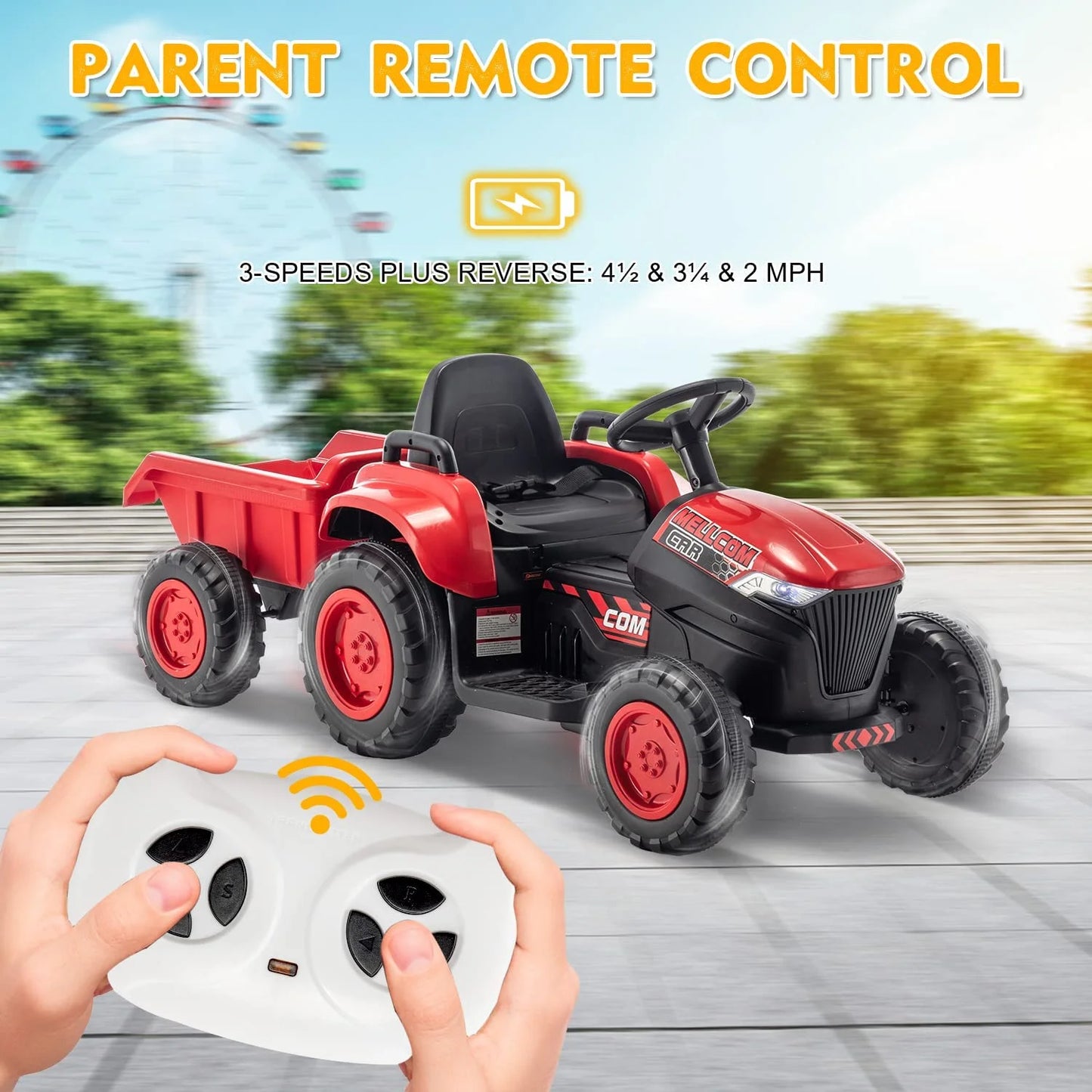 12V Kids Battery Powered Electric Ride on Tractor with Parent Remote Control