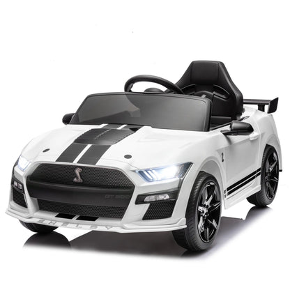 12V Ford Mustang GT500 Kids Battery Powered Electric Ride on Car with Parent Remote Control - White