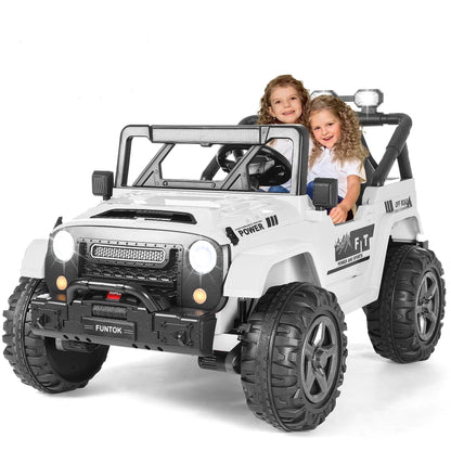 24V Kids Battery Powered Electric Ride on Truck with Parent Remote Control - White