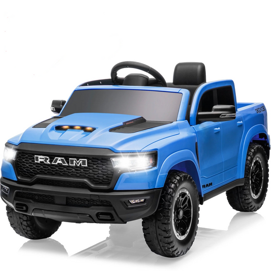 12V Dodge Ram 1500 Kids Battery Powered Electric Ride on Truck with Parent Remote Control - Blue