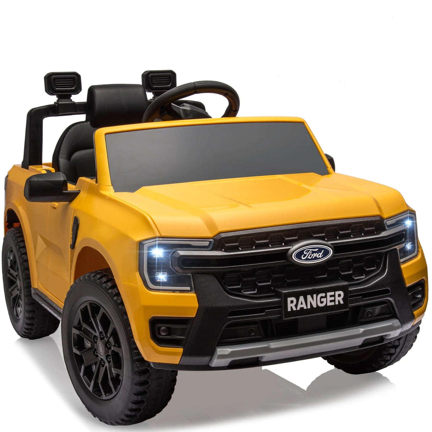 12V Ford Ranger Kids Battery Powered Electric Ride on Truck with Parent Remote Control - Yellow