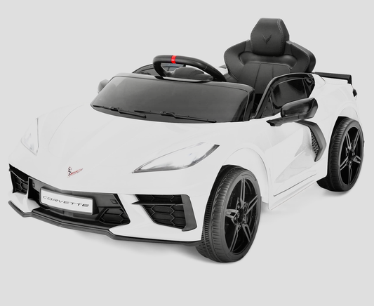 12V Chevrolet Corvette C8 Kids Electric Battery Powered Ride on Car with Remote Control - White