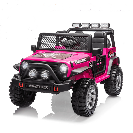 12V Kids Battery Powered Electric Ride on Jeep Car with Parent Remote Control - Pink