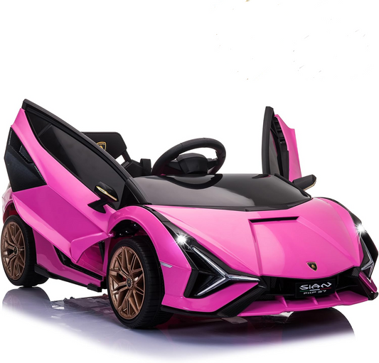 12V Lamborghini Sian Kids Battery Powered Electric Ride on Car with Parental Remote Control - Pink