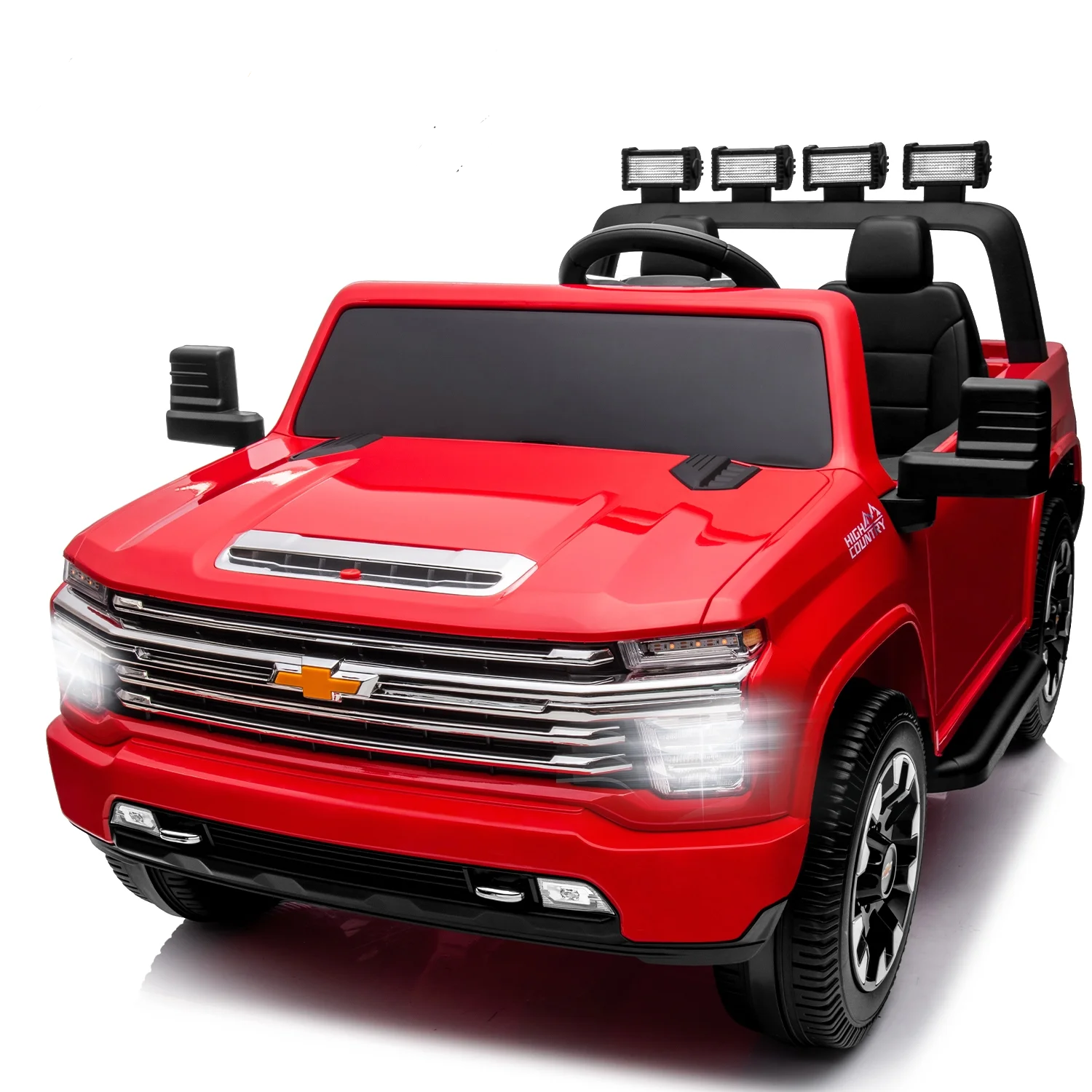 24V Chevrolet Silverado Kids Battery Powered Electric Ride on Truck with Parent Remote Control - Red