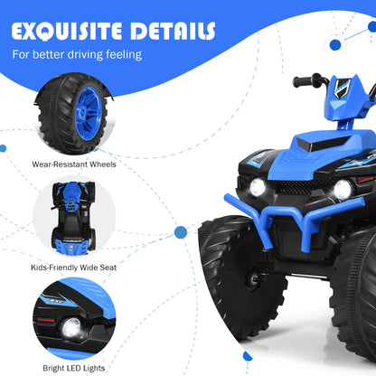 12V Electric Kids Ride on Car ATV 4-Wheeler Quad W/ Music LED - Navy