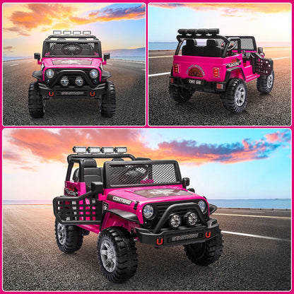 12V Kids Battery Powered Electric Ride on Jeep Car with Parent Remote Control - Pink