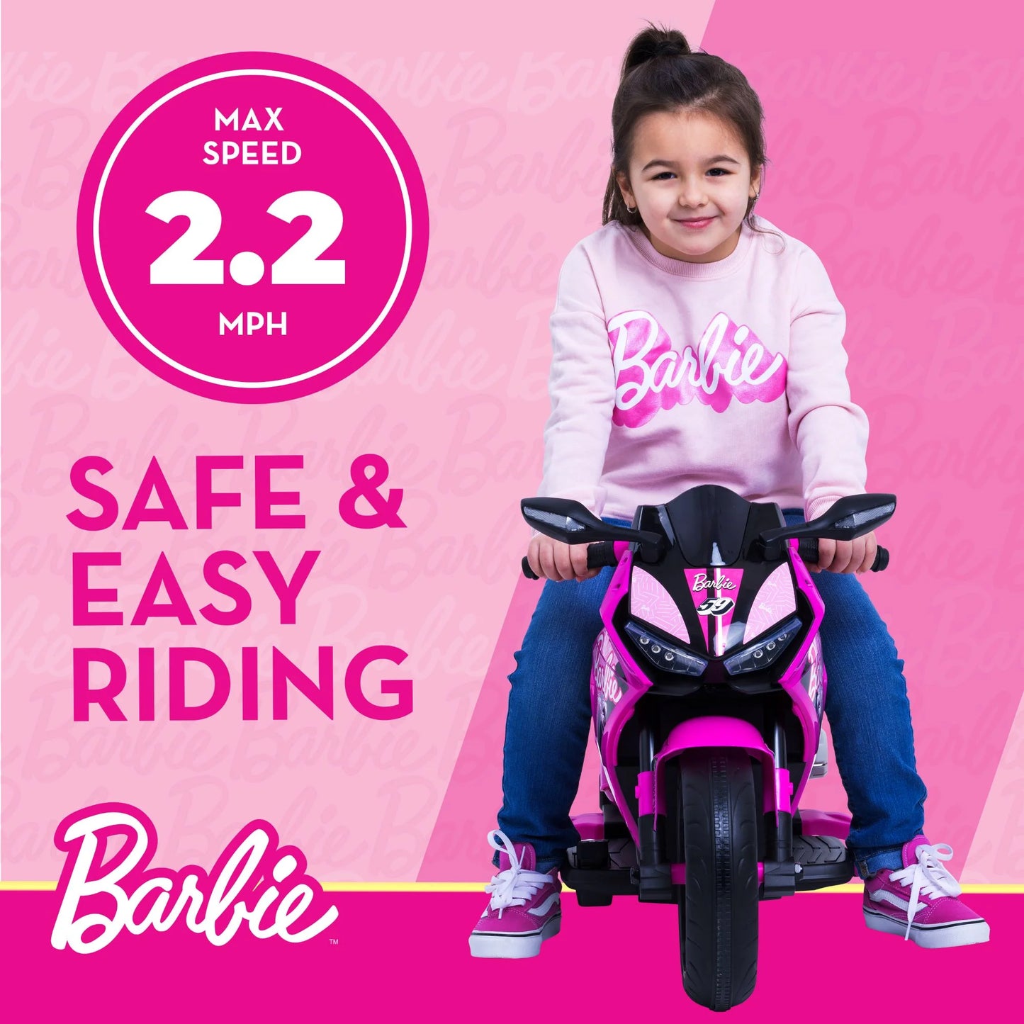 6V Barbie Kids Battery Powered Electric Ride on Motorcycle or Kids - Pink