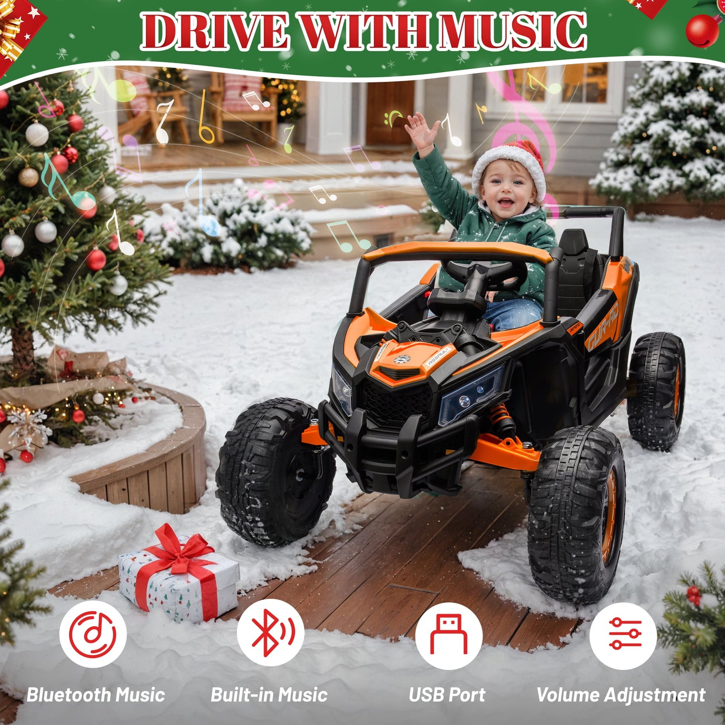 24V Kids Battery Powered Electric Ride on UTV with Parent Remote Control - Orange