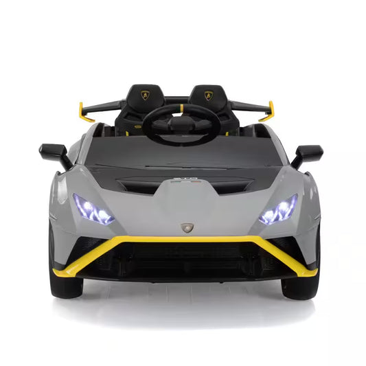 24V Lamborghini Kids Electric Battery Powered Ride on Sports Car with Parent Remote Control - Gray