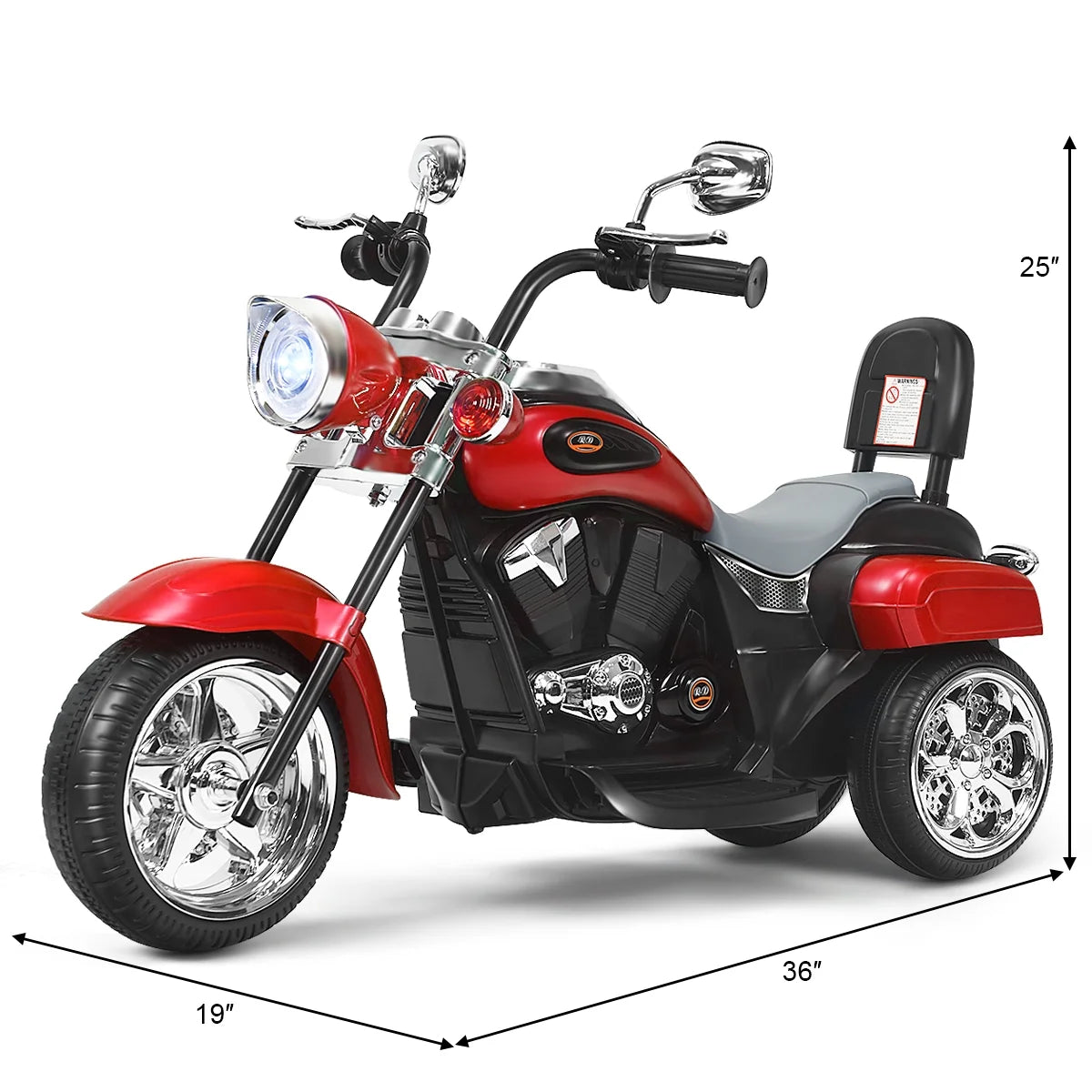 6V Kids Battery Powered Electric 3 Wheel Ride on Motorcycle - Red