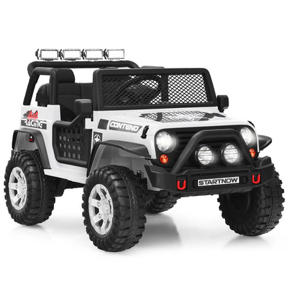 12V Kids Ride on Truck Remote Control Electric Car with Lights&Music White