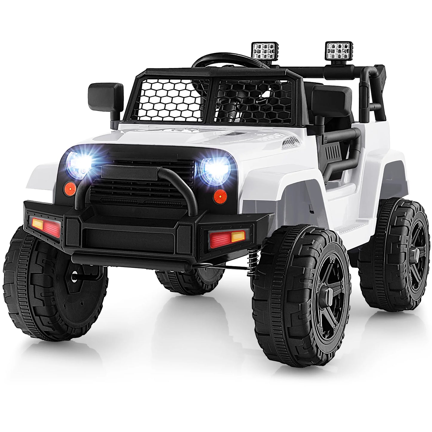 12V Kids Ride on Truck Car Electric Vehicle Remote W/ Music & Light White