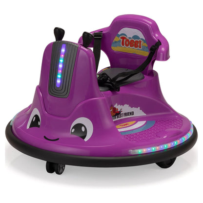 12V Kids Battery Powered Electric Ride on Bumper Car with Parent Remote Control - Purple