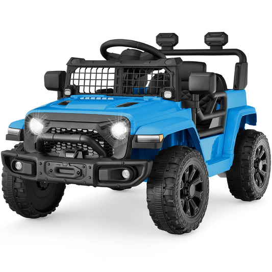 6V Kids Ride-On Truck Car W/ Parent Remote Control, 4-Wheel Suspension, LED Lights - Light Blue