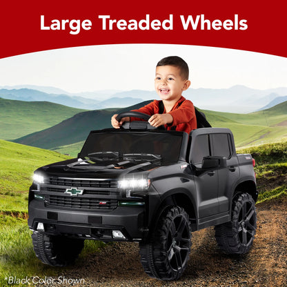 12V 2.5 MPH Licensed Chevrolet Silverado Ride on Truck Car Toy W/ Parent Remote Control - White