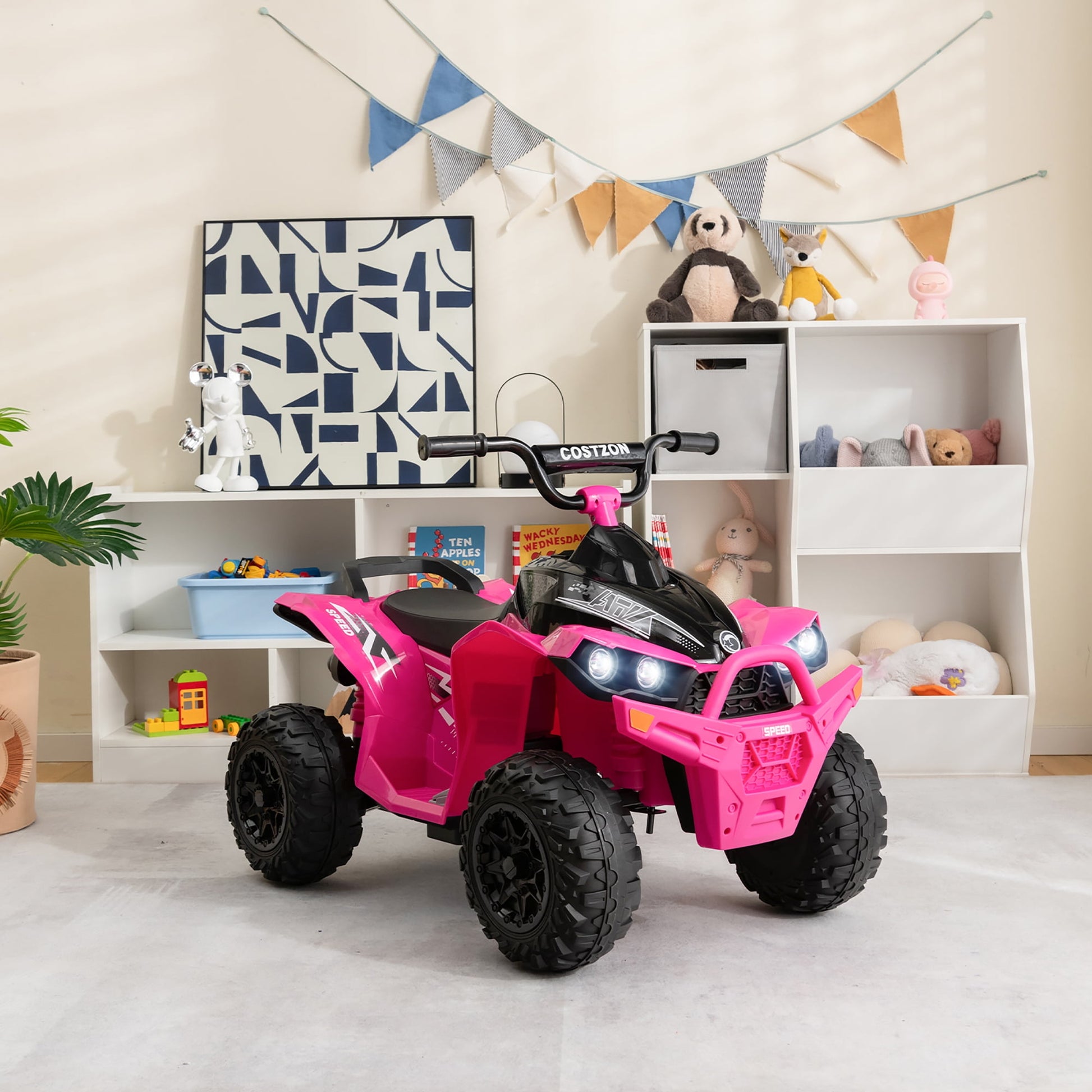 12V Kids Battery Powered Electric Ride on ATV 4-Wheeler Quad - Light Pink