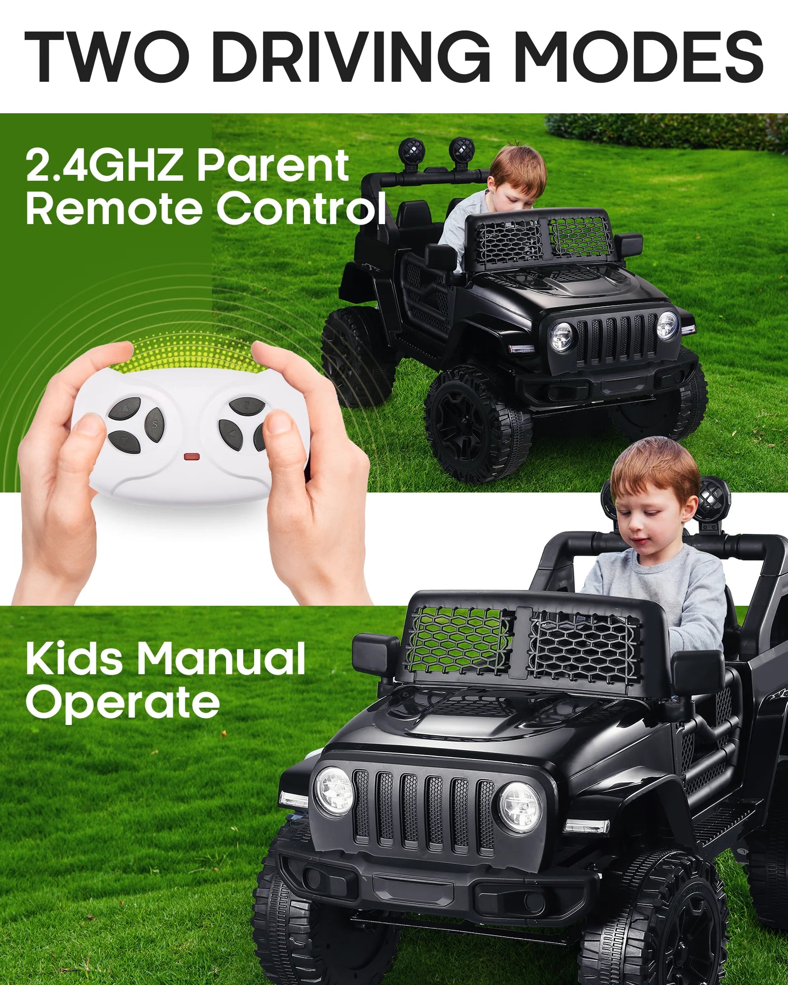 12V Kids Battery Powered Electric Ride on Truck with Parent Remote Control - Black