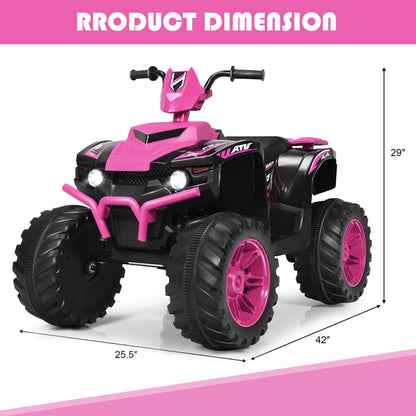 12V Kids Battery Powered Electric Ride on Car ATV 4-Wheeler Quad - Light Pink