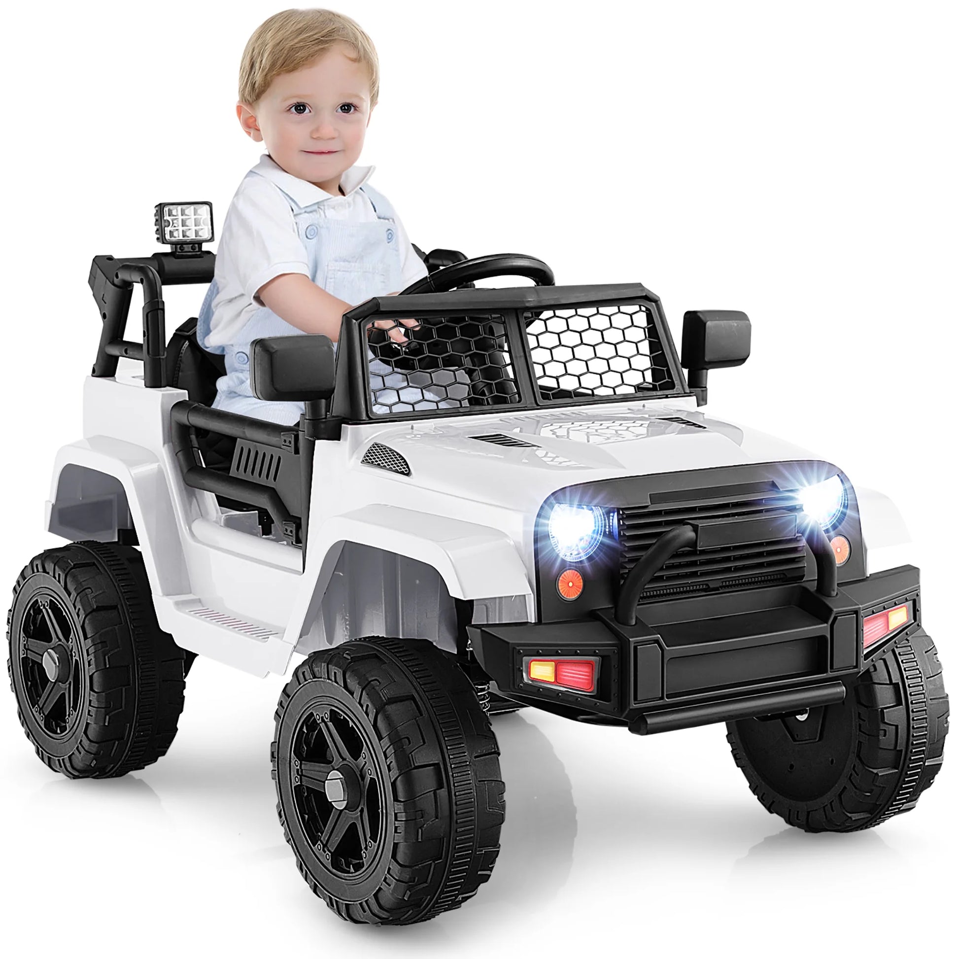 12V Kids Ride on Truck Car Electric Vehicle Remote W/ Music & Light White