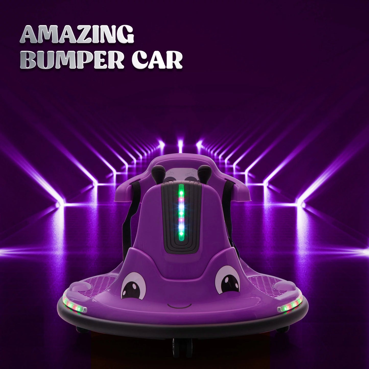 12V Kids Battery Powered Electric Ride on Bumper Car with Parent Remote Control - Purple