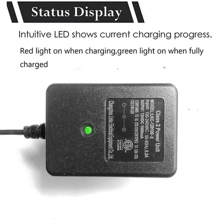 12V 1000MA Round Hole Battery Charger with Charging Indicator Light for Kids Electric Ride on Cars