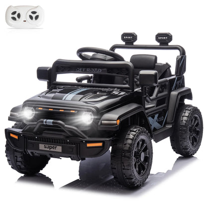 12V Kids Battery Powered Electric Ride on Truck with Parent Remote Control - Black