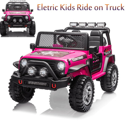 12V Kids Battery Powered Electric Ride on Jeep Car with Parent Remote Control - Pink