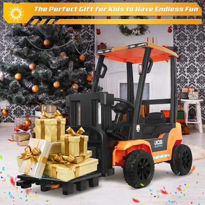 12V Kids Battery Powered Electric Ride on Forklift with Lifting Pallet and Parent Remote Control - Yellow