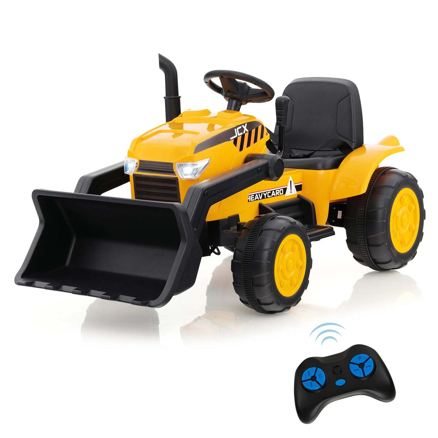 12V Kids Battery Powered Electric Ride on Excavator Digger with Parent Remote Control - Yellow