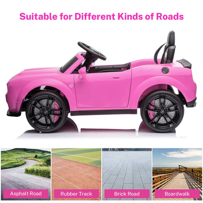 12V Dodge Challenger SRT Hellcat Kids Battery Powered Electric Ride on Car with Parent Remote Control - Pink