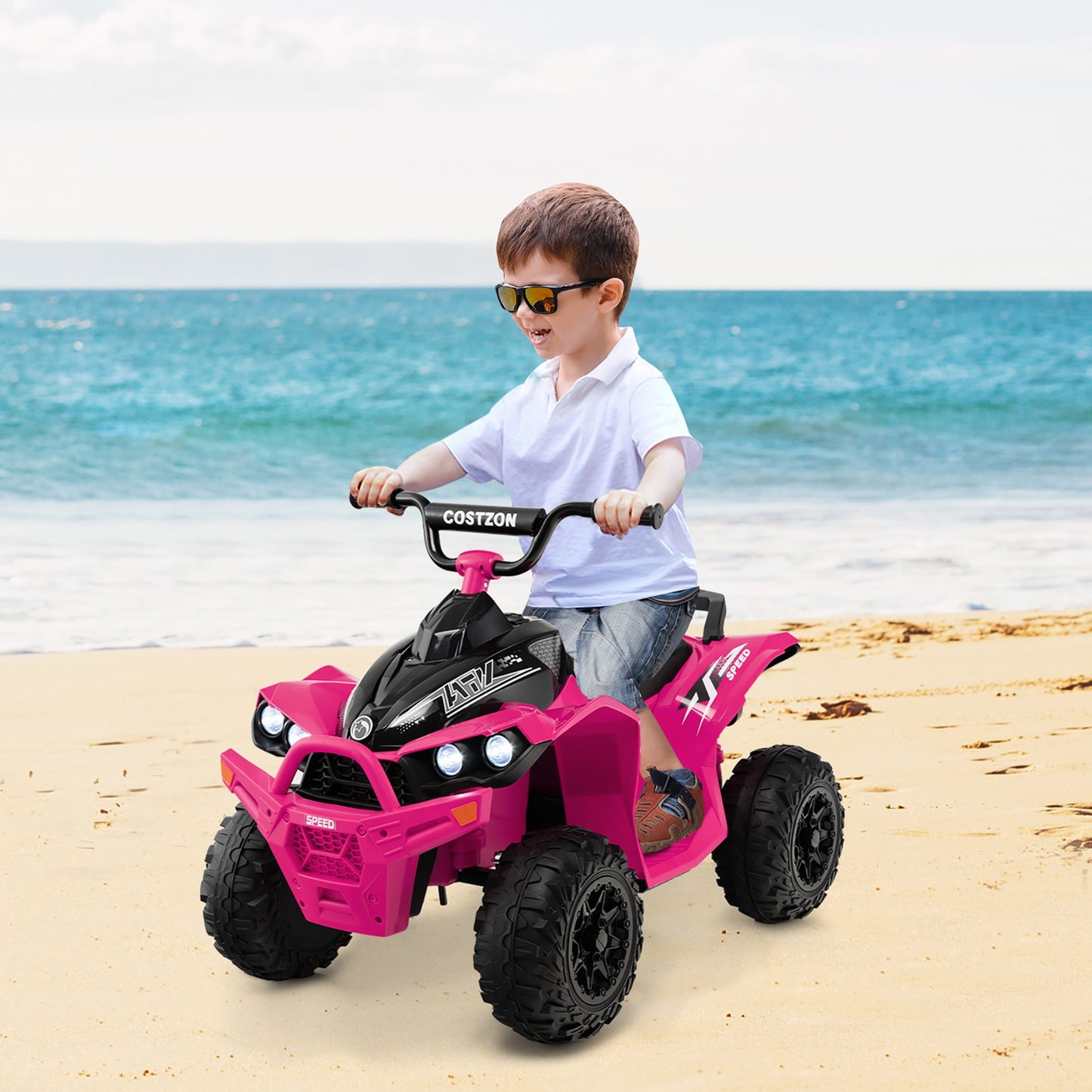 12V Kids Battery Powered Electric Ride on ATV 4-Wheeler Quad - Light Pink