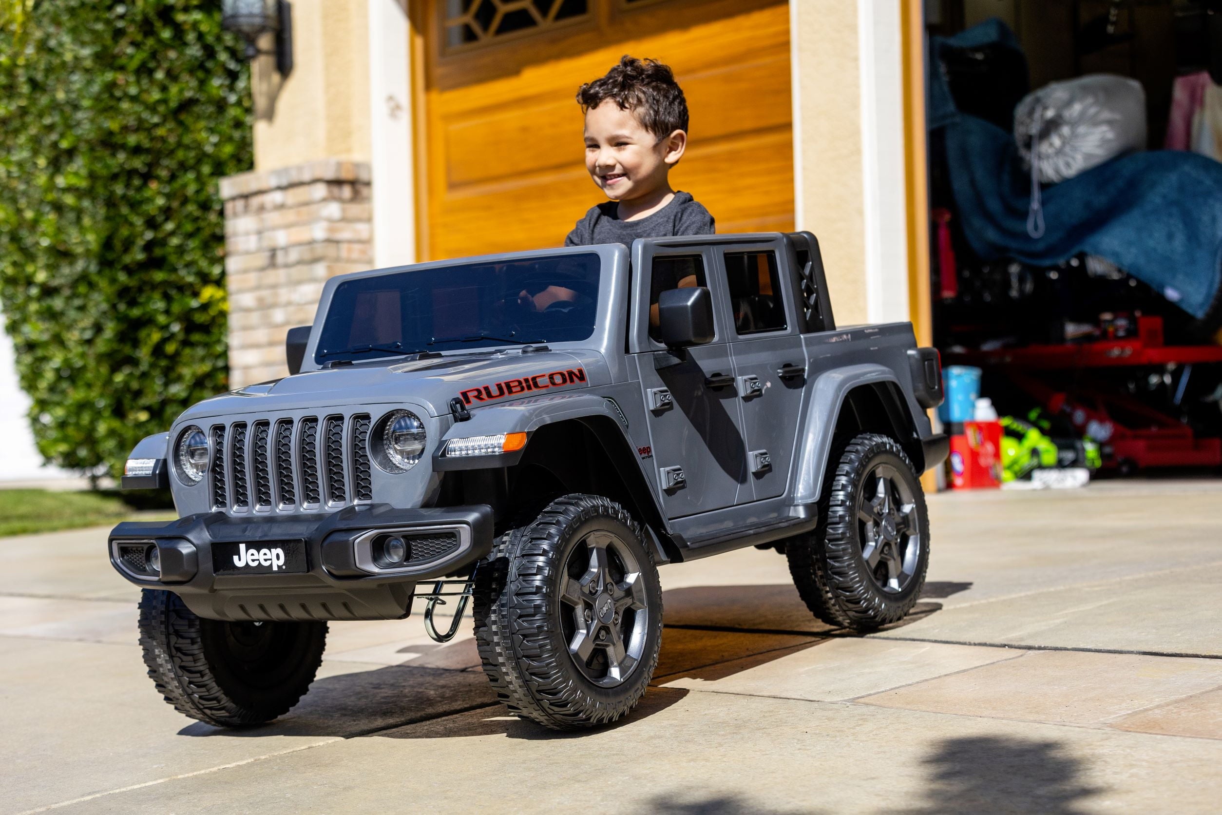 12V Jeep Gladiator Rubicon Kids Battery Powered Electric Ride on Truck - Grey