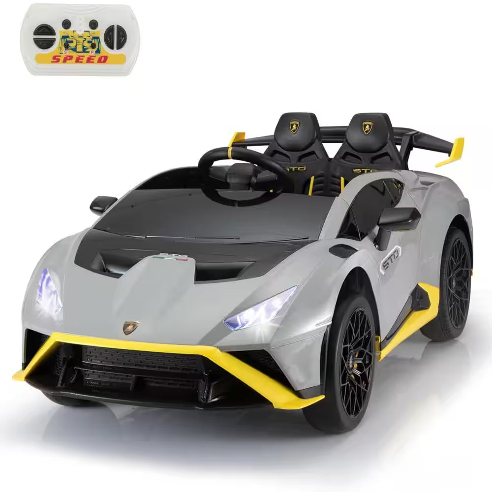 24V Lamborghini Kids Electric Battery Powered Ride on Sports Car with Parent Remote Control - Gray