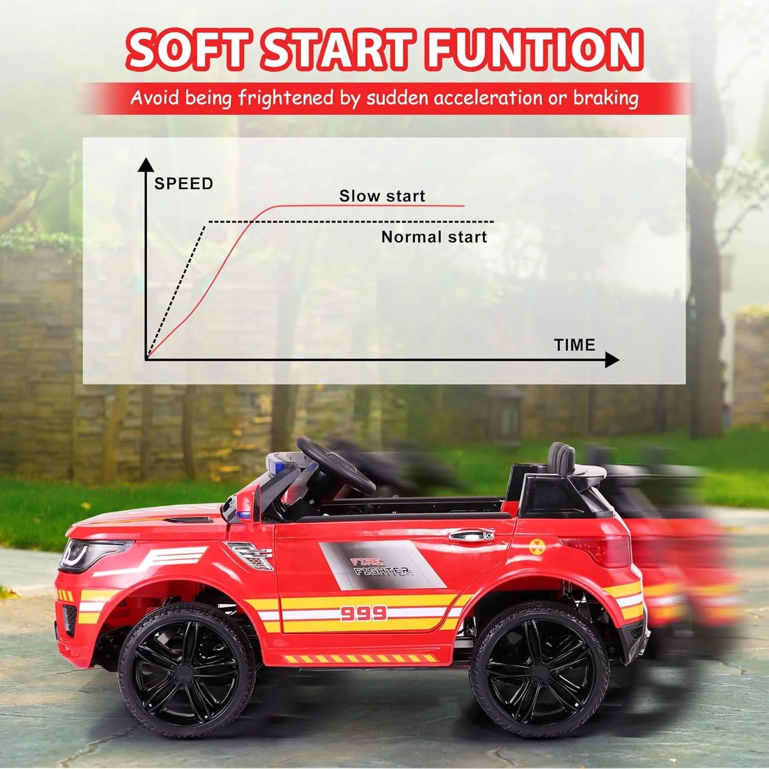 12V Kids Ride on Police Car with Remote Control, 4 Wheeler Truck with Music, Siren - Red