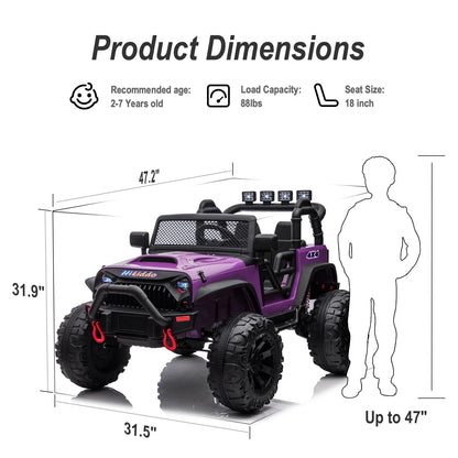 24V Kids Ride on Truck with Remote - Purple