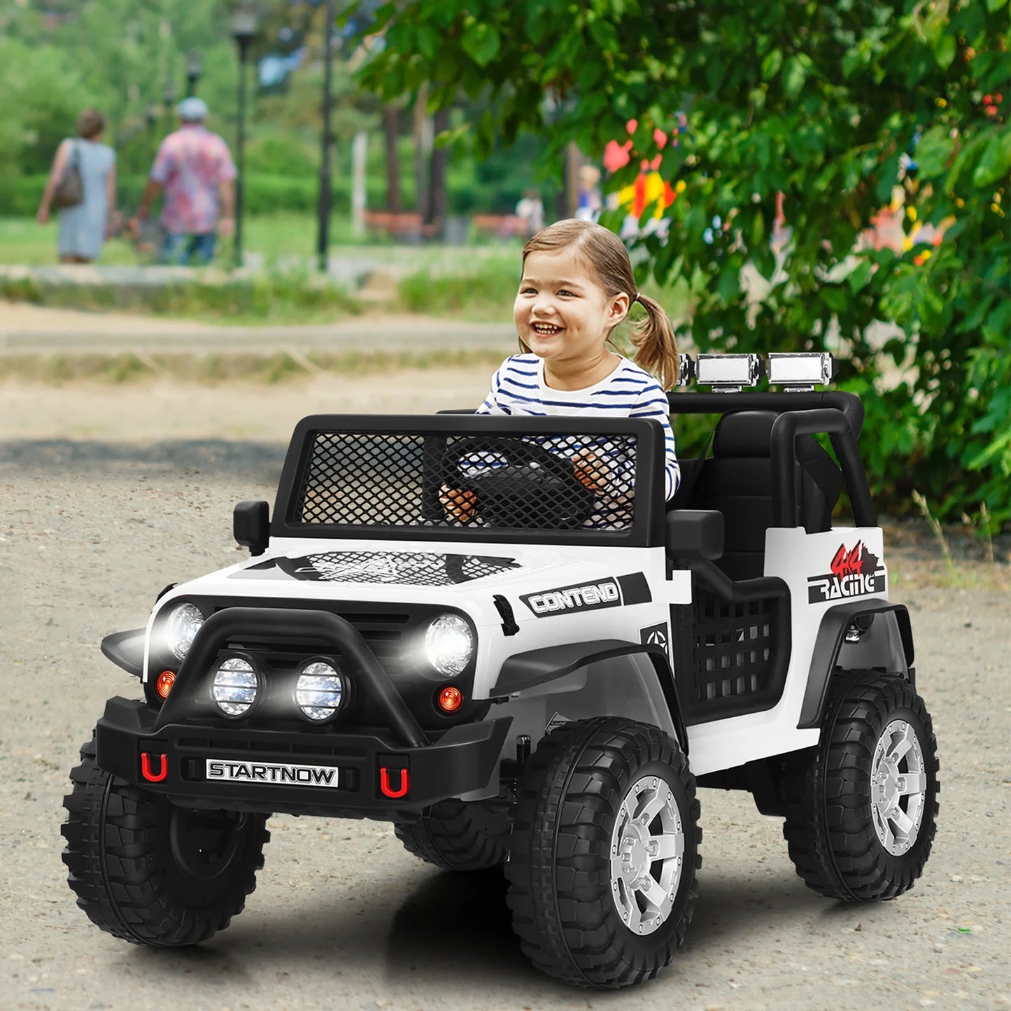 12V Kids Ride on Truck Remote Control Electric Car with Lights&Music White