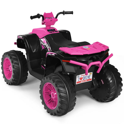 12V Kids Battery Powered Electric Ride on Car ATV 4-Wheeler Quad - Light Pink