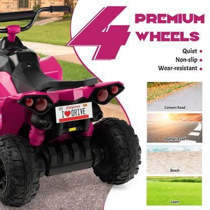 12V Kids Battery Powered Electric Ride on ATV 4-Wheeler Quad - Light Pink