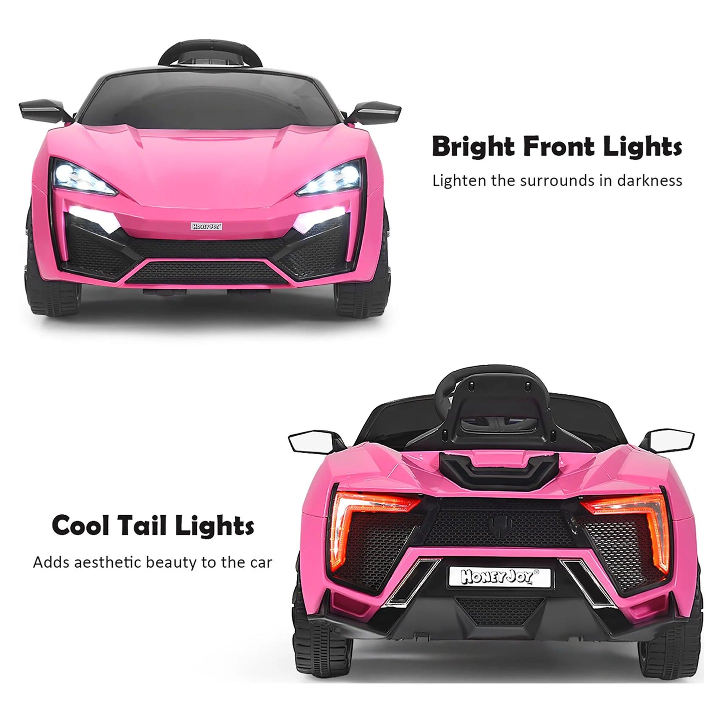 12V Kids Battery Powered Electric Ride on Car with Parent Remote Control - Pink