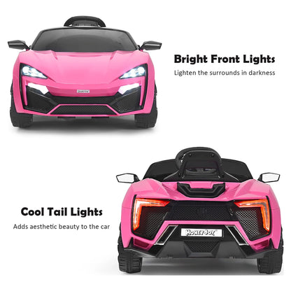 12V Kids Battery Powered Electric Ride on Car with Parent Remote Control - Pink