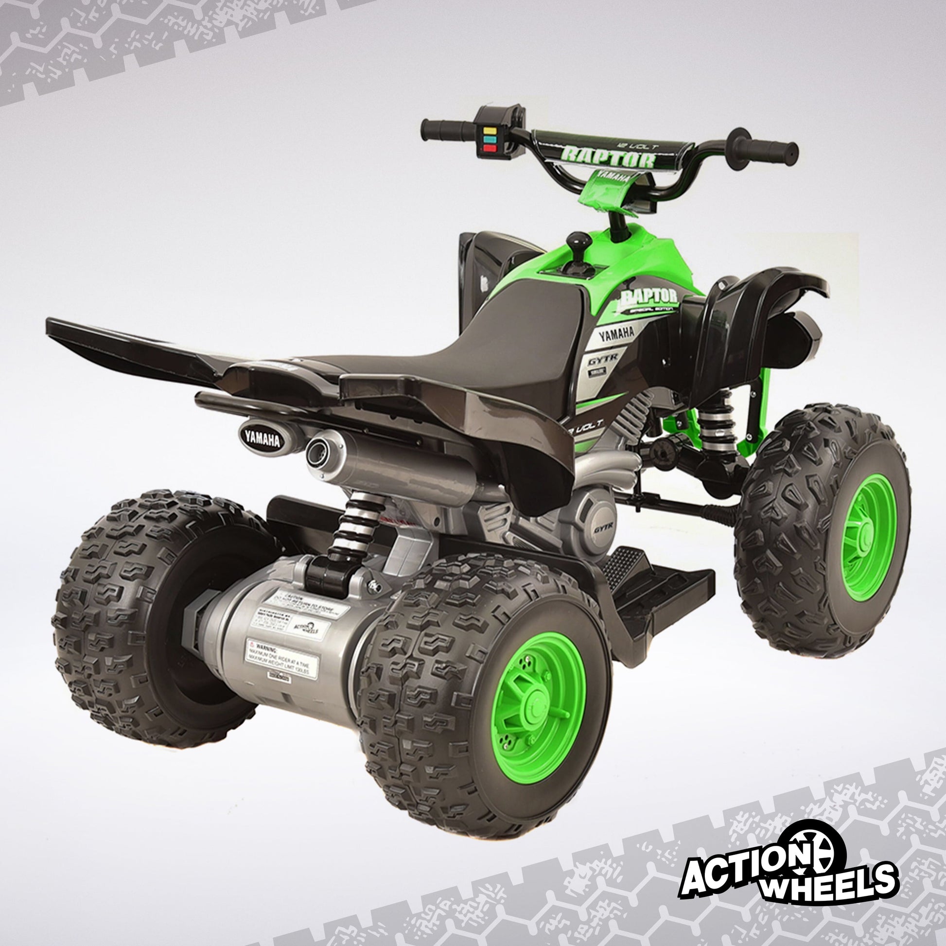 12V Yamaha Raptor Kids Battery Powered Electric Ride on ATV - Black/Green