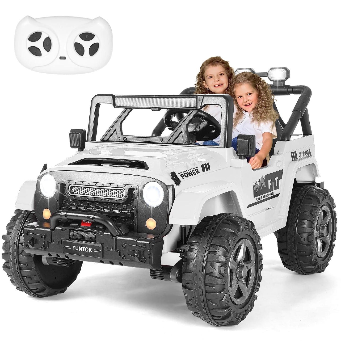 24V Kids Battery Powered Electric Ride on Truck with Parent Remote Control - White