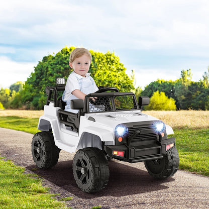 12V Kids Ride on Truck Car Electric Vehicle Remote W/ Music & Light White