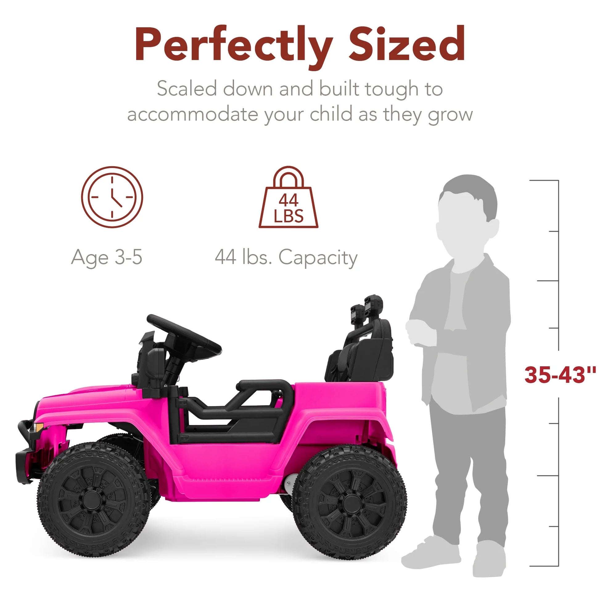 6V Kids Ride-On Truck Car with Parent Remote Control, 4-Wheel Suspension, LED Lights - Hot Pink