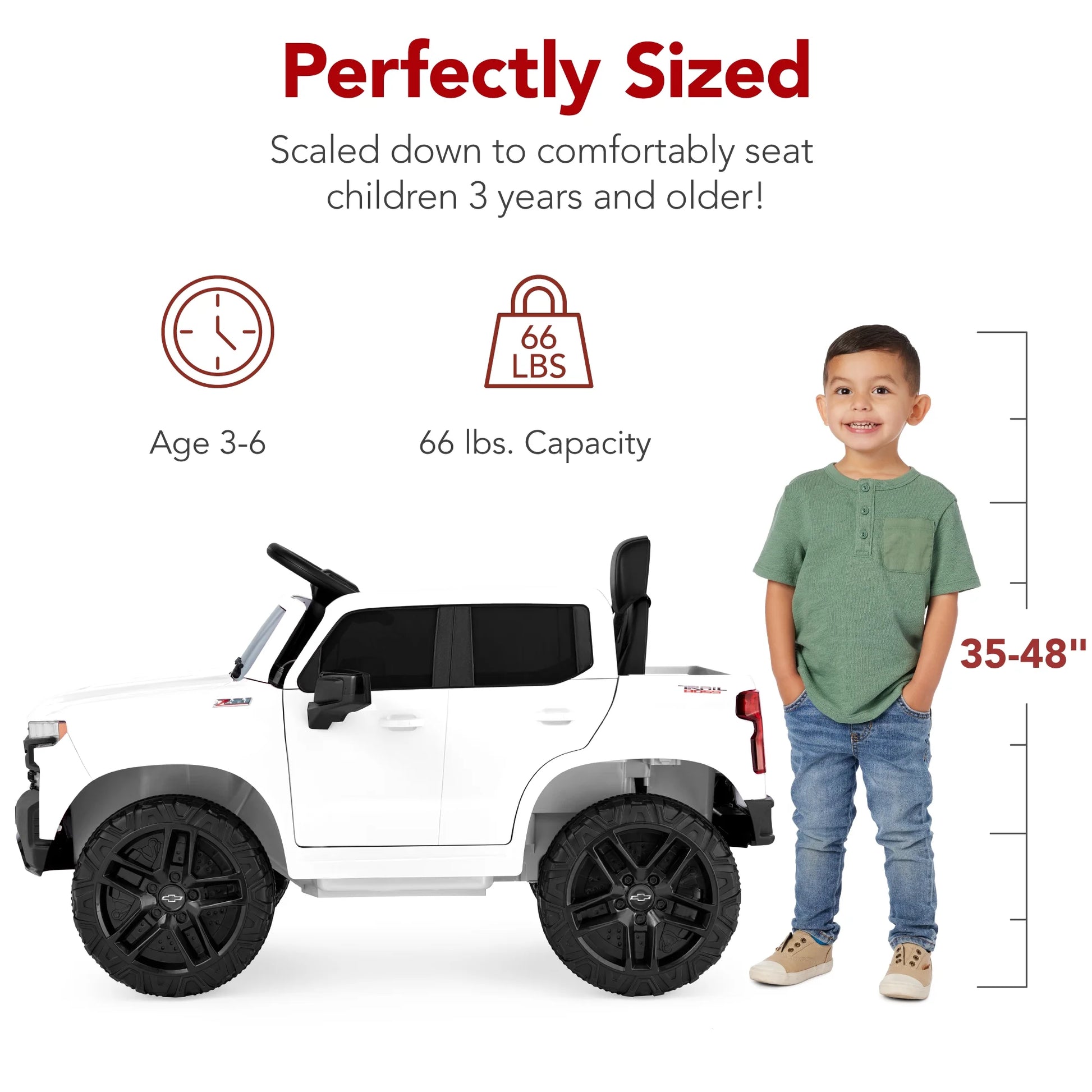 12V 2.5 MPH Licensed Chevrolet Silverado Ride on Truck Car Toy W/ Parent Remote Control - White